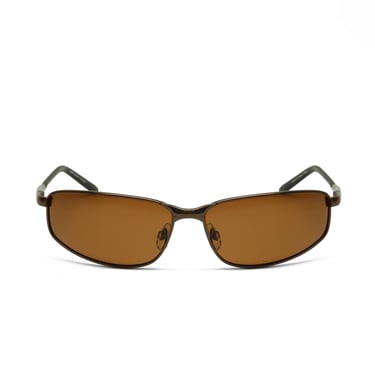 Polarized Vintage 90s Wraparound Wire Bronze Pilot Style Sunglasses 
