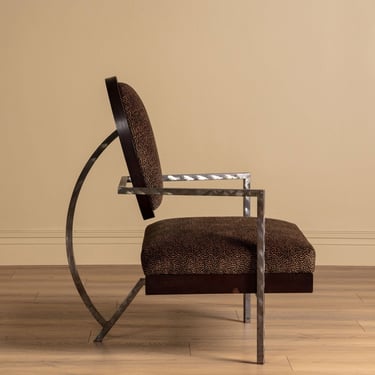 Studio Steel & Wood Lounge Chair in Dotted Fawn, United States, 1970's