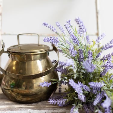 Antique Solid Brass Teapot with Copper Rivets | Brass Kettle with Hinged Handle 