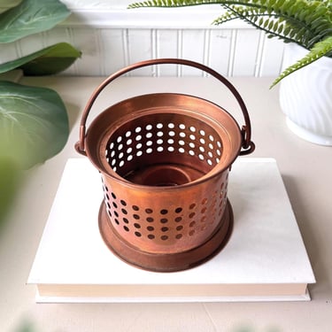 Solid Copper Teapot Warmer, Vintage 1970s MCM Mid Century Rechaud Candle Warmer 