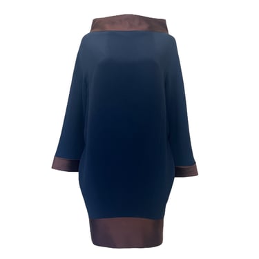 Thierry Mugler 1980's Sculptural Navy and Brown Mini Dress