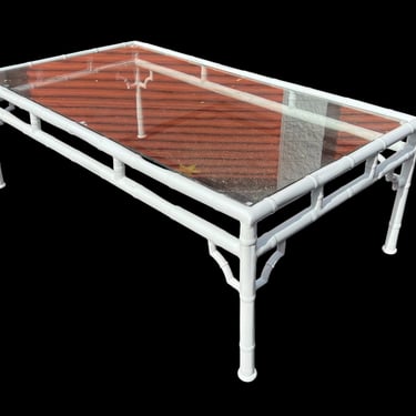 Vintage Meadowcraft faux cast aluminum bamboo coffee table 