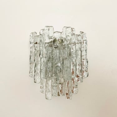 Austrian Mid-Century Modern Ice Glass Wall Lamp by J.T. Squid | 1960s 