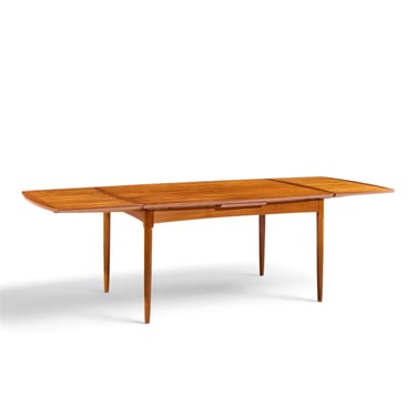 Kurt Østervig Style Mid Century Danish Teak Hidden Leaf Dining Table - mcm 