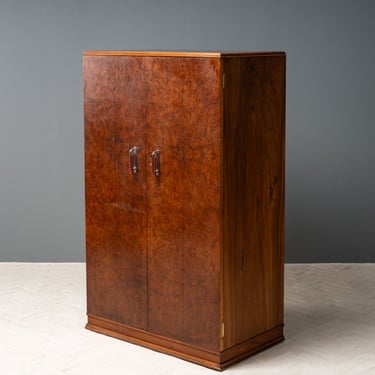 English Art Deco Burl Cabinet
