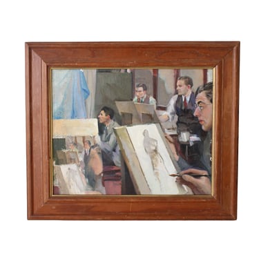 Vintage 1950s Art Studio Class Study Oil Painting