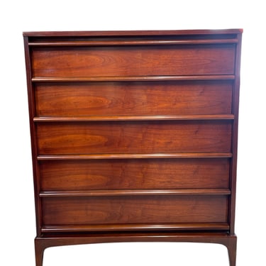 Mid Century Walnut ‘Rhythm’ Collection Highboy Dresser by Lane Furniture, c. 1970