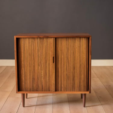 Vintage Milo Baughman Walnut Tambour Door Cabinet for Glenn of California 