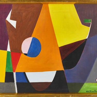 Swedish midcentury oil painting abstract mid century painting geometric vintage cubist painting Scandinavian art modernist painting 60s art 