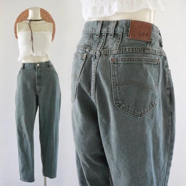 USA spruce LEE jeans - 32 - vintage 90s 1990s womens high waist flat front denim pants 