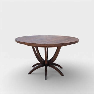 Mid Century Modern Round Dining Table by Chet Beardsley, Sculptural Pedestal Base, Vintage MCM Wood Table 