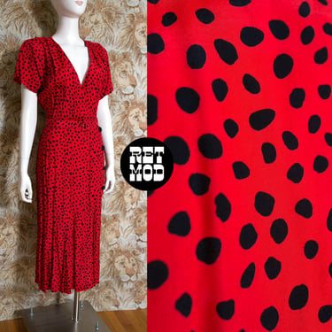Sexy Vintage 80s does the 40s Red Black Dalmatian Print Dress 
