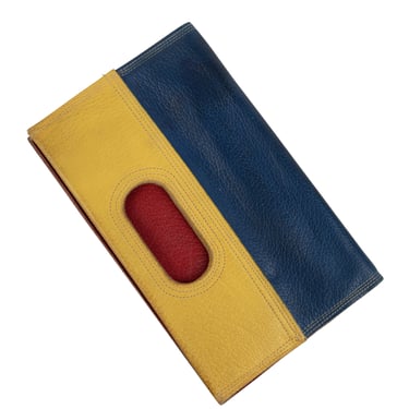 Catherine Chaillet for Daniel Hechter Vintage Primary Color Black Foldable Tote Clutch Bag