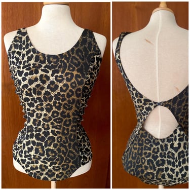 App. Sz M: True vintage 1960s sexy leopard print bad girl bathing suit ! 