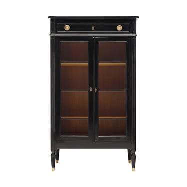Petite French Louis XVI Style Ebonized Mahogany Vitrine