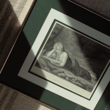 Antique Mary Magdalene Engraving Framed Print | Figure Classical Art | Cottagecore Wall Art | Renaissance Style Print | Romantic Wall Decor 