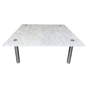 Mid-Century Carrara Marble Square Cocktail Table In The Manner Of Katavolos 