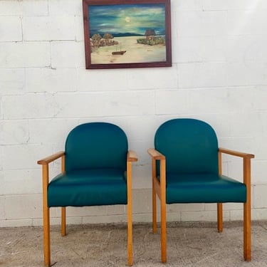 Green Thonet Blonde Wood Arm Chair