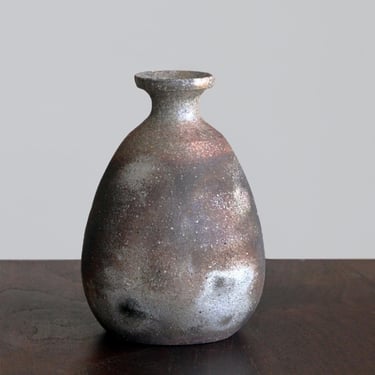 Vintage Bizen Ware Wood-Fired Sake Bottle Tokkuri | Japanese Stoneware 