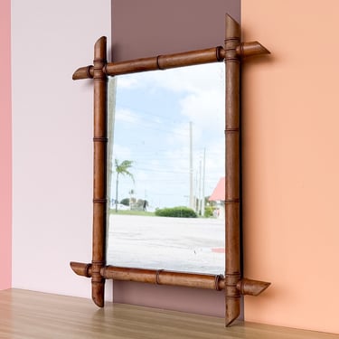 French Wood Faux Bamboo Mirror