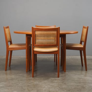 Dining Set: Karl Erik Ekselius Mid-Century Teak Scandinavian Modern Dining Table & 4 Chairs - Restored 