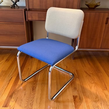 4 Avail, Knoll Cesca Chair Blue Tan Fabric Marcel Breuer, 2019, Free Shipping 