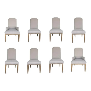 Organic Modern Faux Linen Dining Chairs Set of Eight