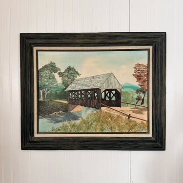 New England Covered Bridge Original Oil Painting by Twyla Gillies: Twyla Collection