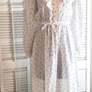Vintage 70s Peasant Dress Cotton Boho 