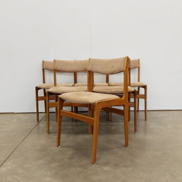 Set of 6 Vintage Danish Mid Century Modern Dining Chairs by Erik Buch 