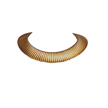 Yves Saint Laurent - Gold Colored Ribbed Chunky Necklace