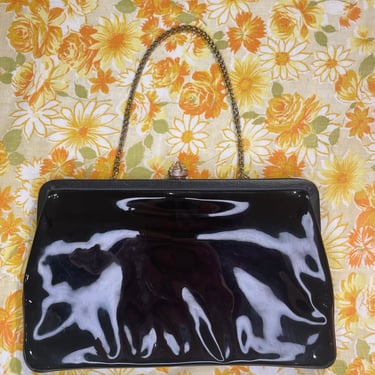 50's Black Patent Leather Convertible Clutch