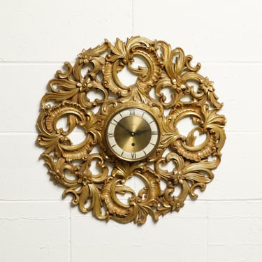 Vintage Baroque Mid-Century Modern 8-day Wall Clock by Welby 