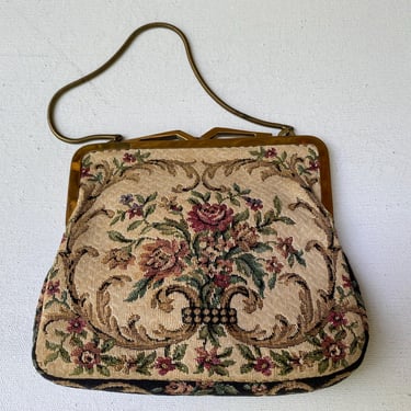 Vintage West German Tapestry Evening Bag/Clutch, Made For Rike's Of Dayton, Ohio, Floral Bag, Wedding, Fall Clutch 