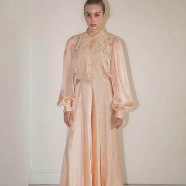 Rare 1930s French silk satin lace nightgown 