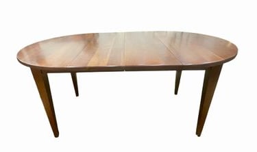 Tom Seely cherry round, 42D, to oval dining table, 32H 55-66W 42D