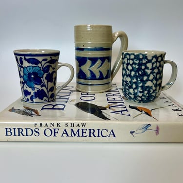 Vintage Floral Ceramic Mug Collection / Lot of Vintage Handled Mugs / Williamsburg Stoneware Tavern Mug Floral Accents 