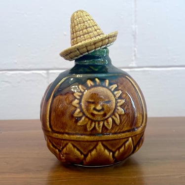 Vintage 1960s Smiling Sun Mexican Tequila Decanter 