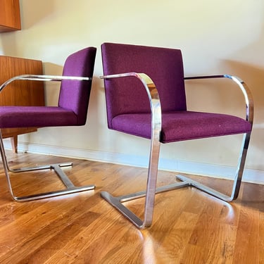 Pair Of Mid Century Modern Flat Bar Chairs With Purple Upholstery By Gordon International 