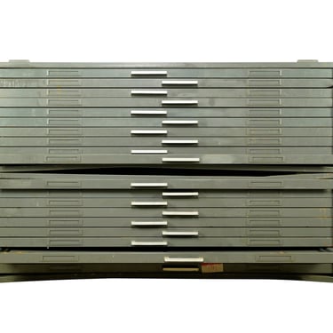 Reclaimed Steel Flat Filing Cabinet with Folding Shelves
