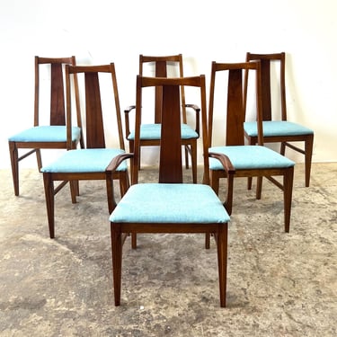 Vintage Mid Century Modern Walnut High Back Dining Chairs by American of Martinsville 