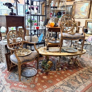 Dennis and Leen Lux pair of Hepplewhite spider back super high end chairs 38x27x24 approx for pick up only