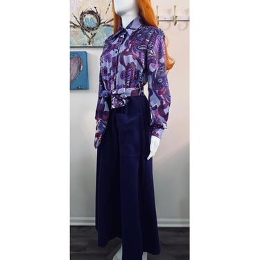 1970’s Hostess Dress Pretty Jewel tone Purple M/L 