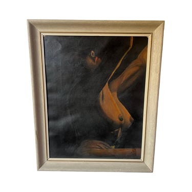 vintage mid century nude women canvas framed oil painting signed 