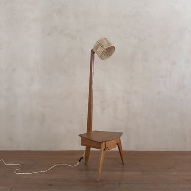 Mid Century Floor Lamp with Side Table
