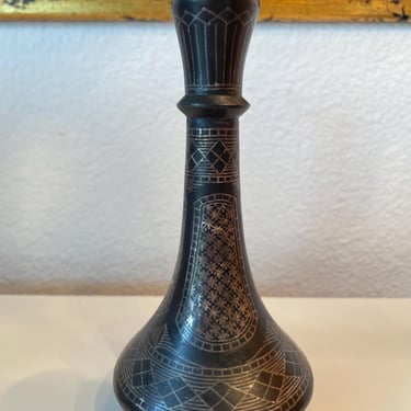 Silver Inlay Bidriware firework design Metal flower Vase l Small Metal Bud Vase 