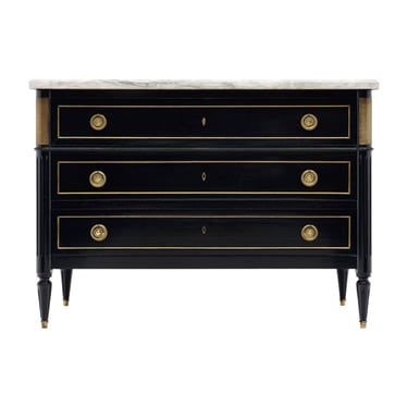 Louis XVI-Style Ebonized Secrétaire Commode