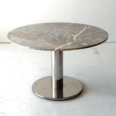 Marble + Chrome Circle Dining Table by Brueton