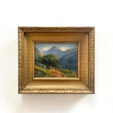Antique California Landscape Painting Plein Air Oil Foothills Sierra Nevadas 