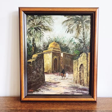 Vintage Signed Islamic Oil Painting 